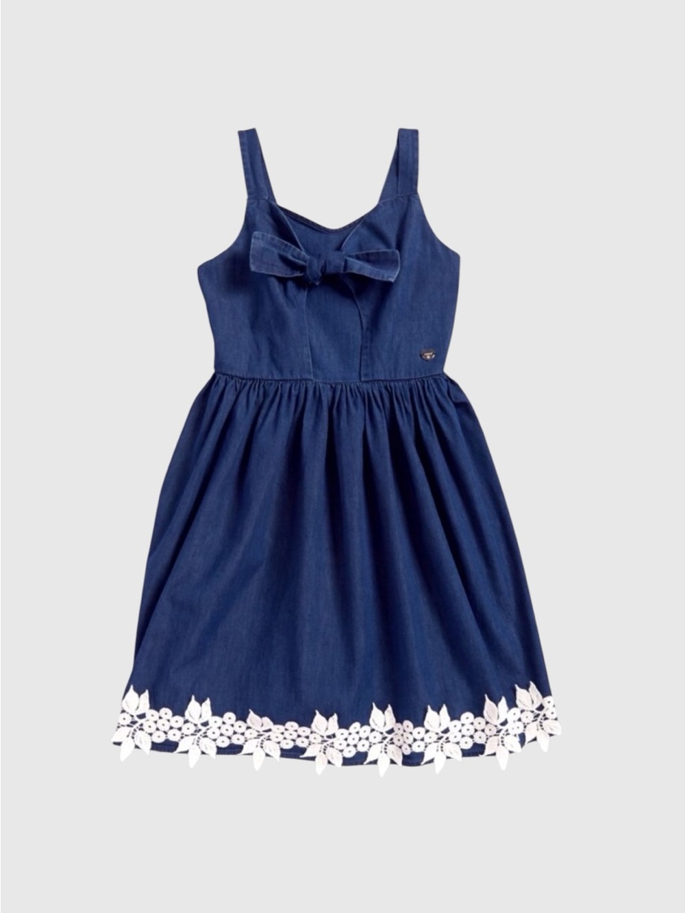 Bebe Girls Lace Trimmed Denim Dress Sz 10-12